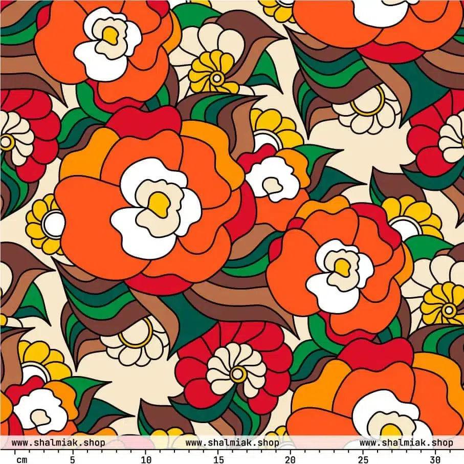 Fabric - BELLADRAMA retro - Big bold bloom print