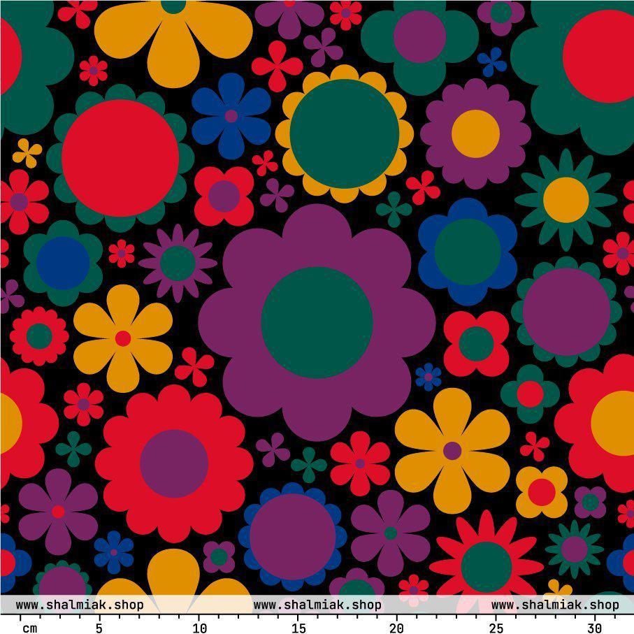 Fabric - BLOOMPOP misty - Colorful bloom print