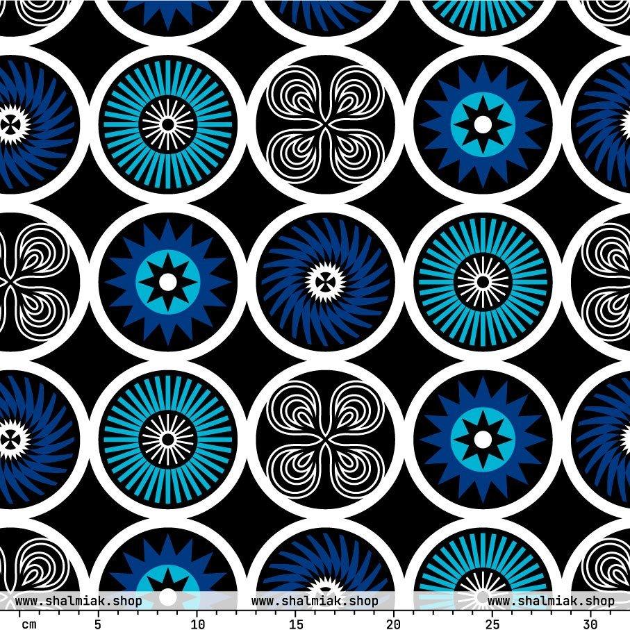 Fabric - COOL MIX blue - Bold graphic shapes print
