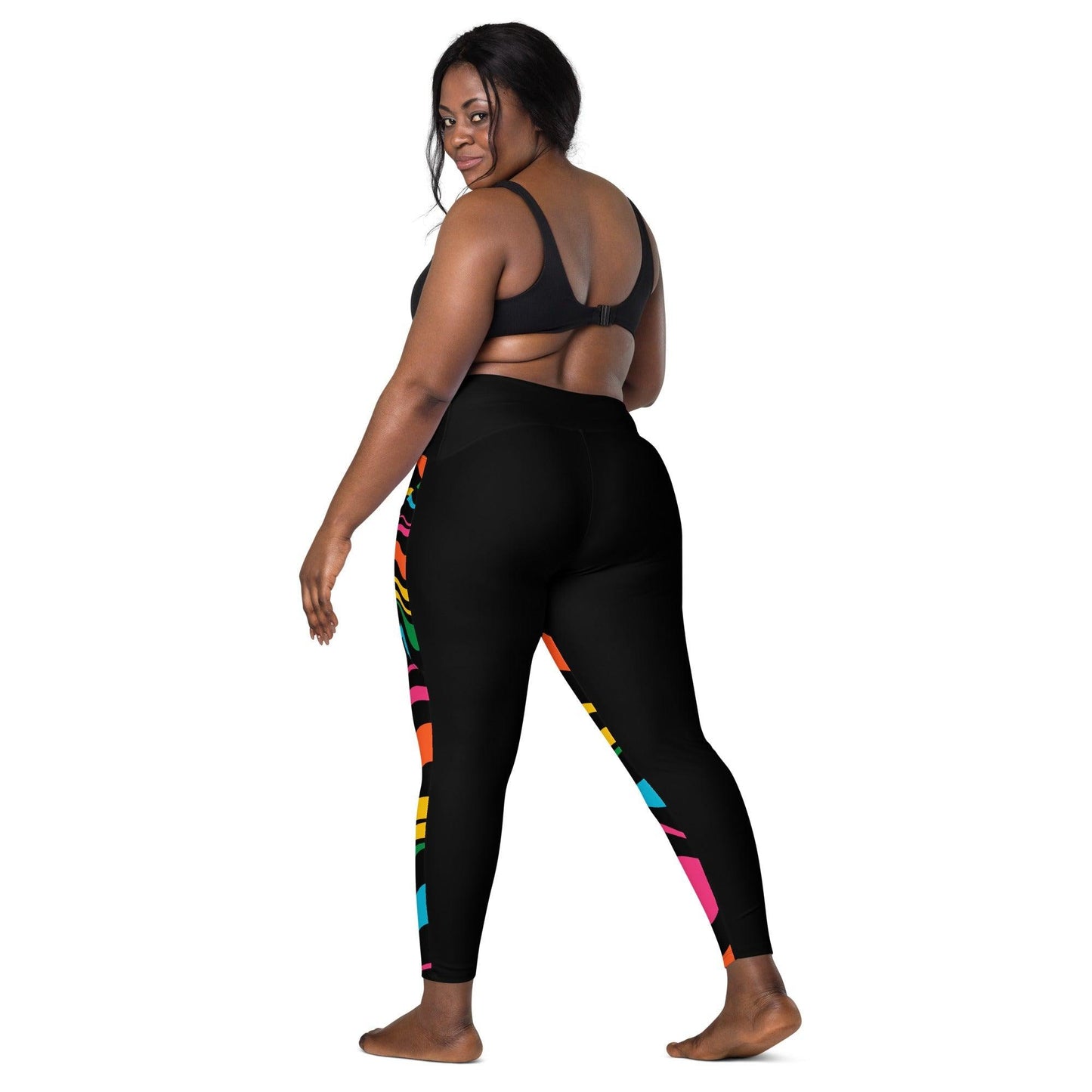 ENERGY WAVES rainbow black - Leggings With Pockets