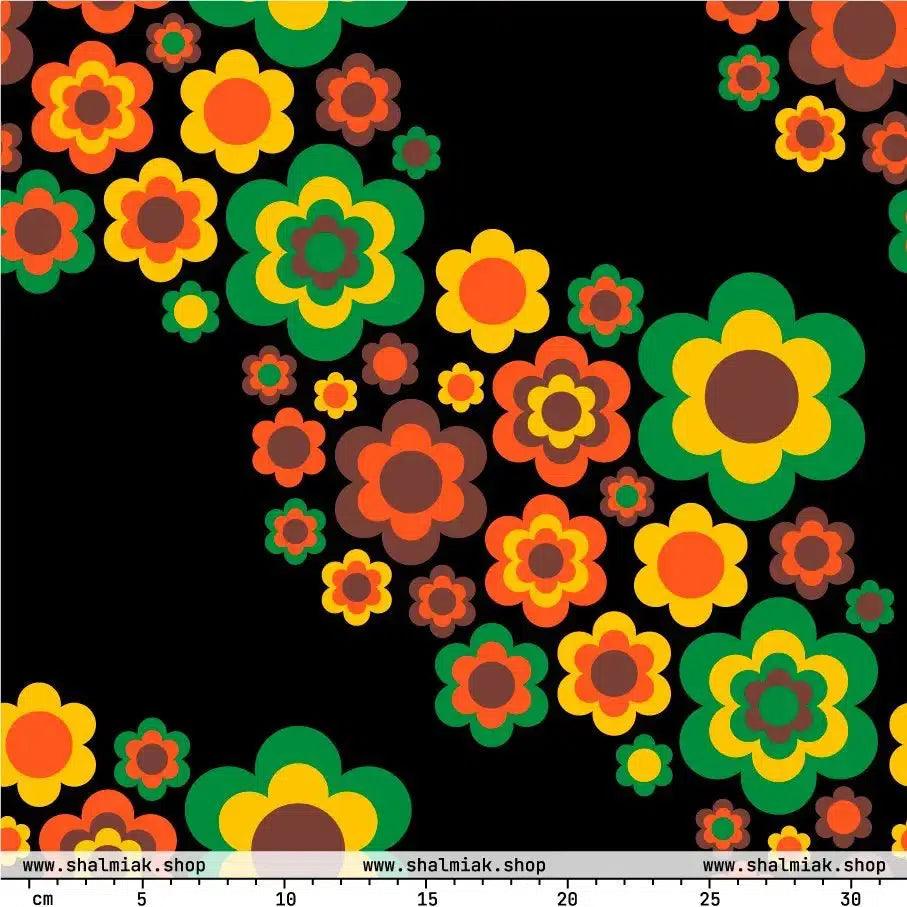 Fabric - FLORA FOREVER retro - Floating flower print