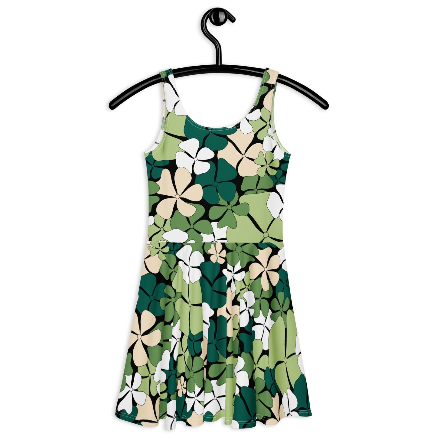 Skater dress - ADELIE green - Wild floral print
