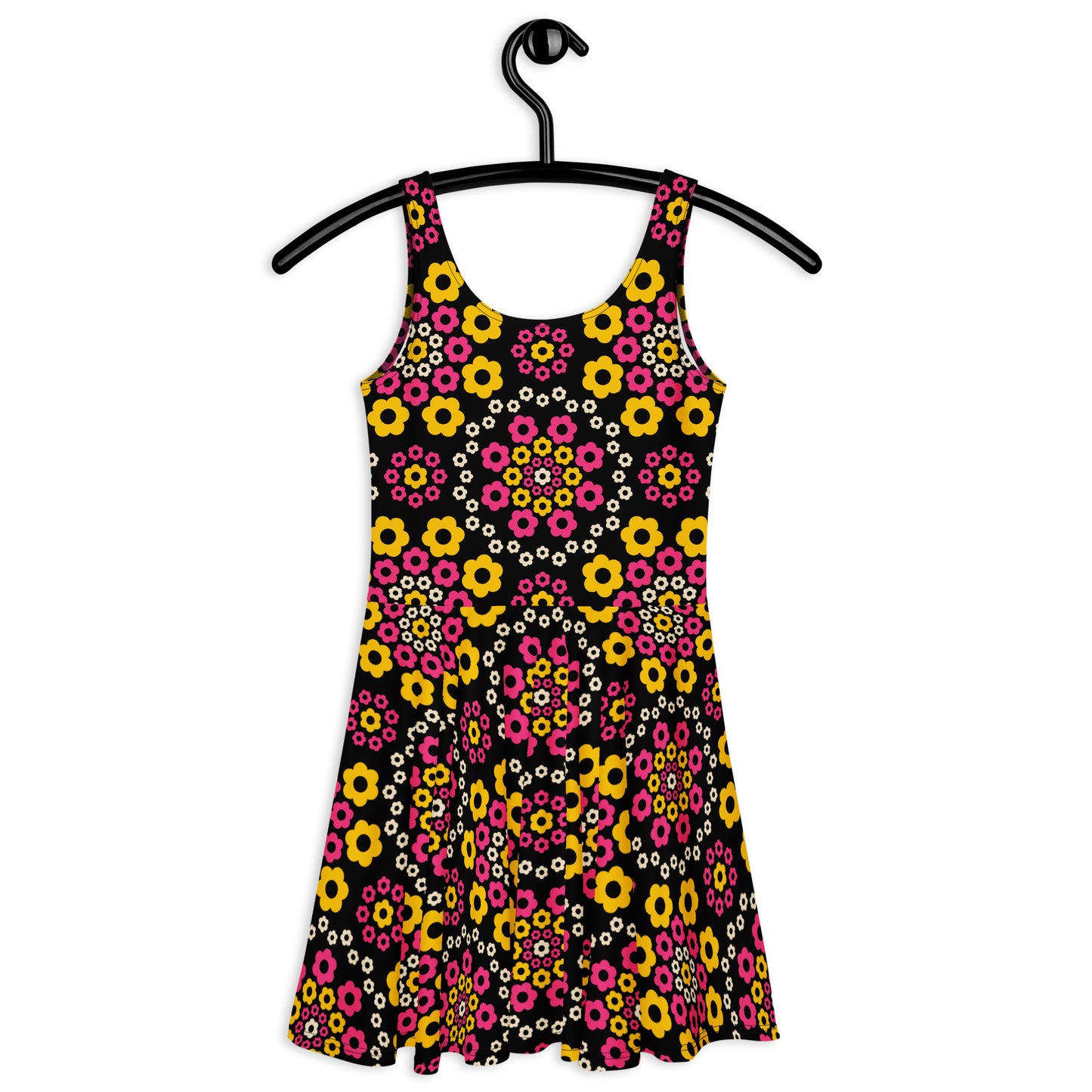 Skater dress - YESTERDAY pink yellow - Graphic retro floral print