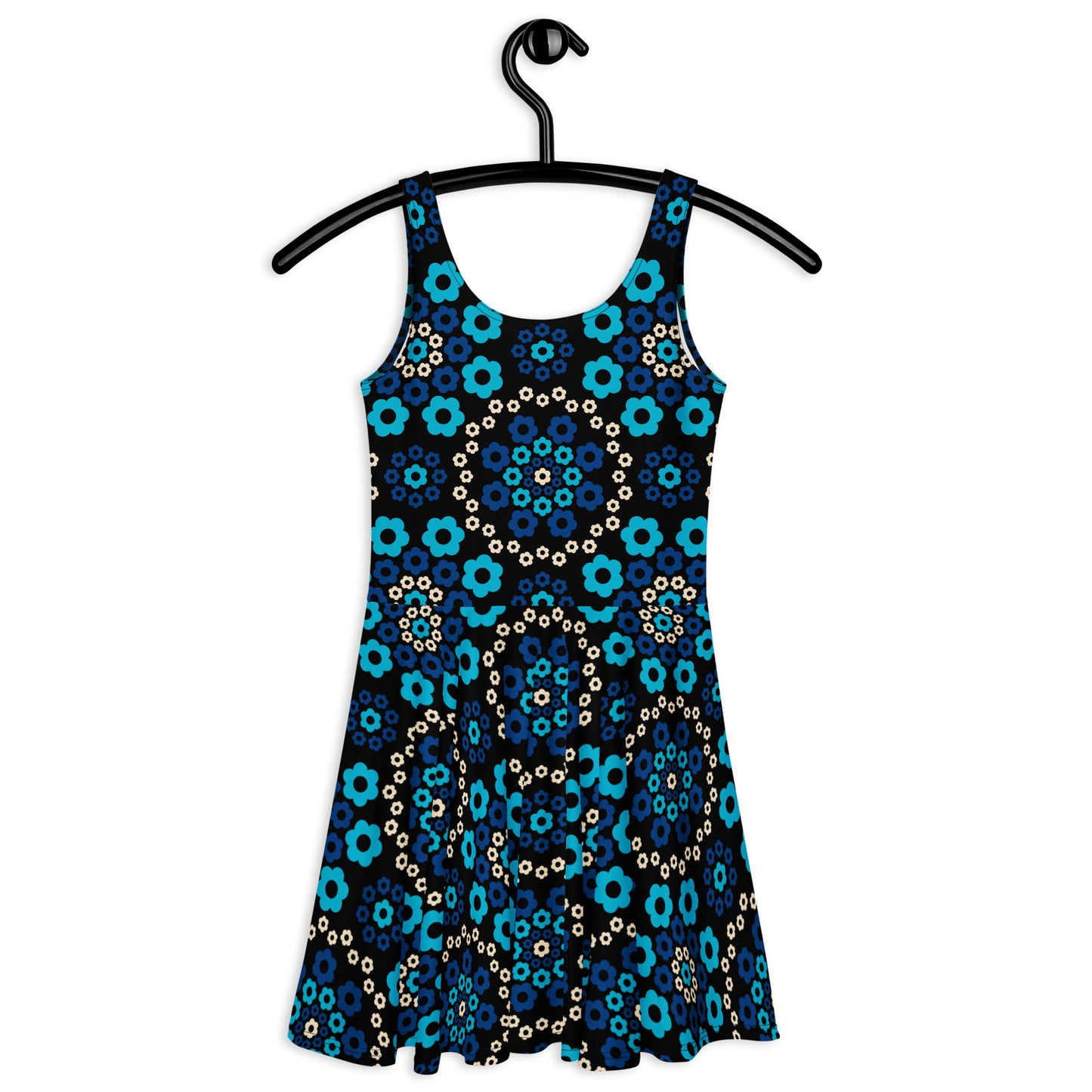 Skater dress - YESTERDAY blue - Graphic retro floral print