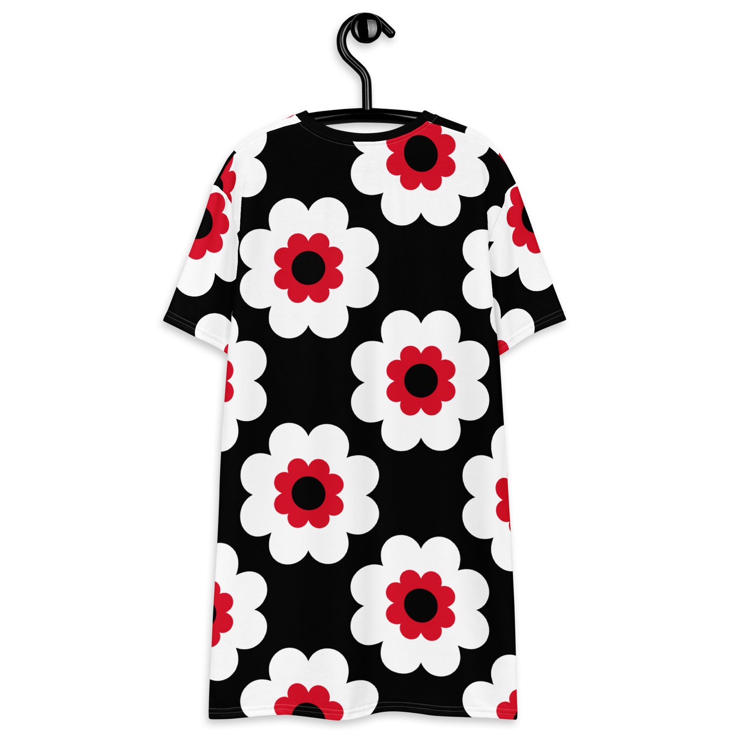 FANCY BLOOM red black - T-Shirt Dress