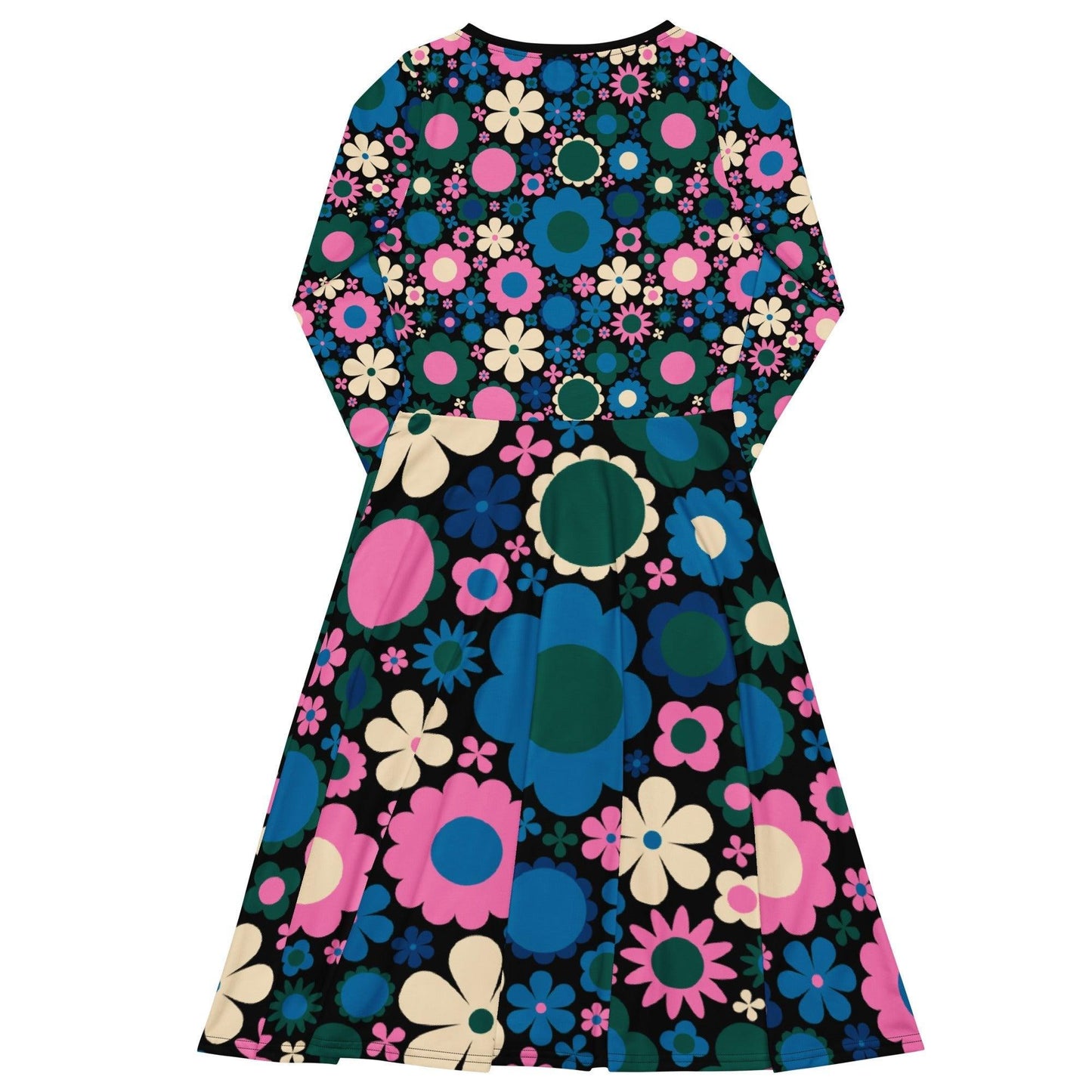 Midi dress - BLOOMPOP blue pink - Colorful bloom print