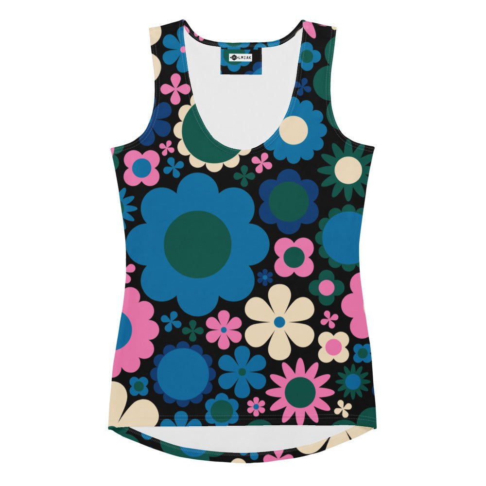 Tank top - BLOOMPOP blue pink - Colorful bloom print