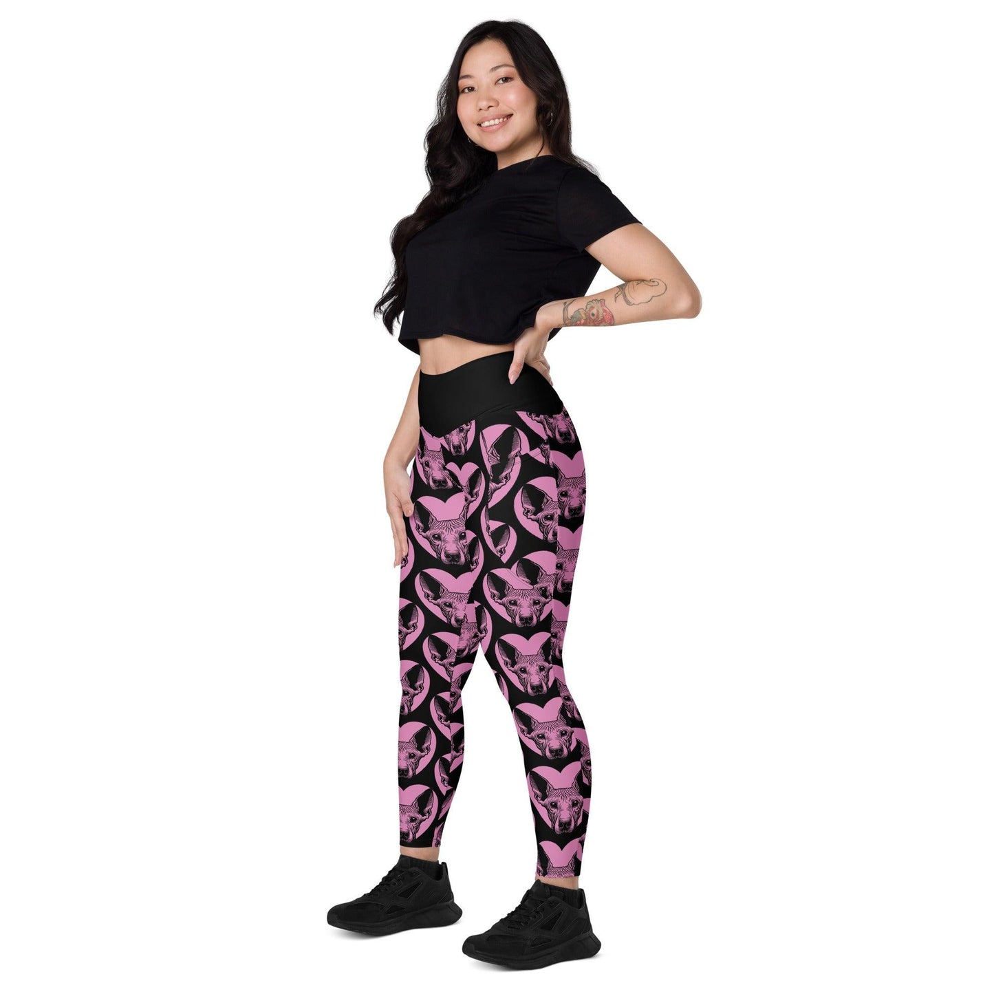 Dog breed leggings with pockets - PERUVIAN HAIRLESS DOG - HERTTAHOUND - pink