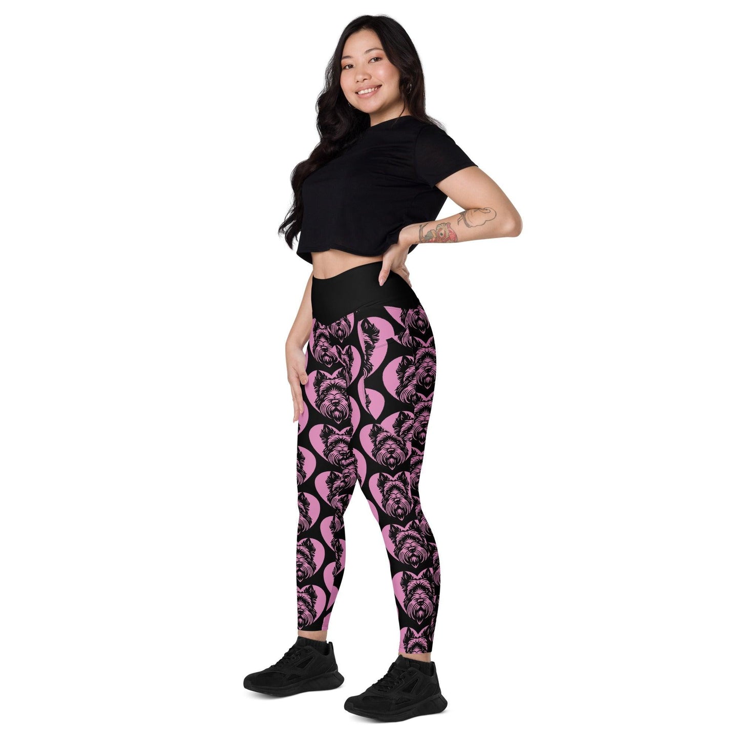 Dog breed leggings with pockets - SCOTTISH TERRIER - HERTTAHOUND - pink
