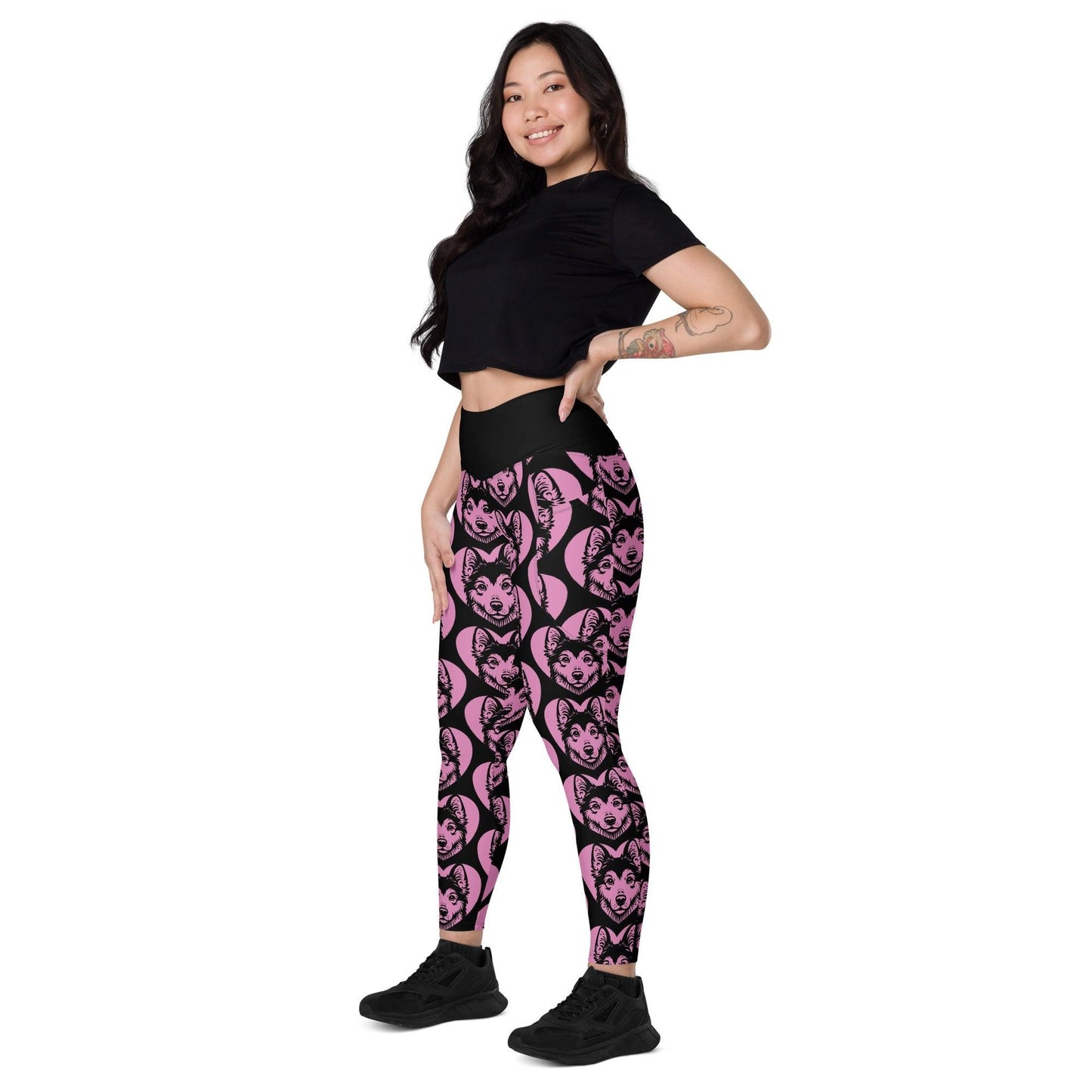 Dog breed leggings with pockets - YAKUTIAN LAIKA - HERTTAHOUND - pink