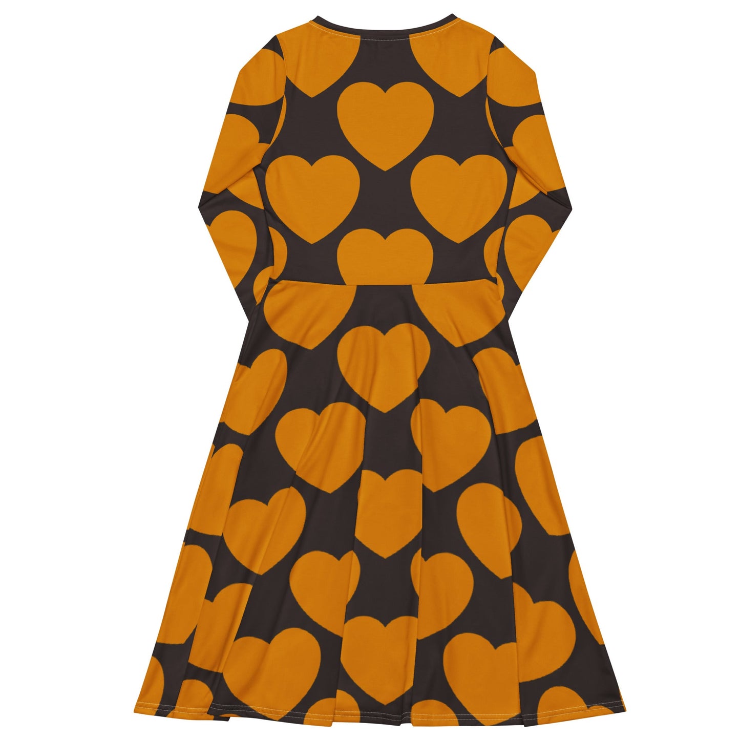 Midi dress - ELLIE LOVE orange brown - Bold heart print