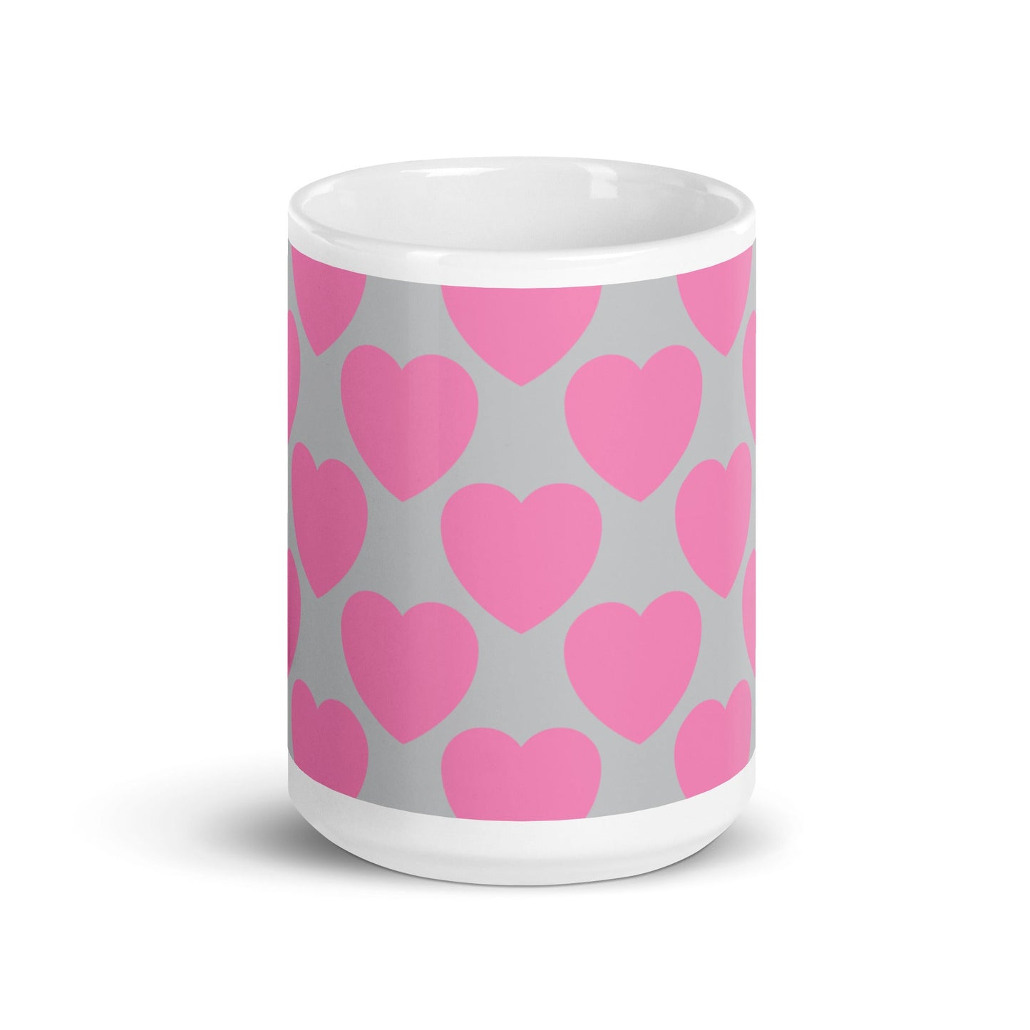 Mug - ELLIE LOVE pink grey - Bold heart print