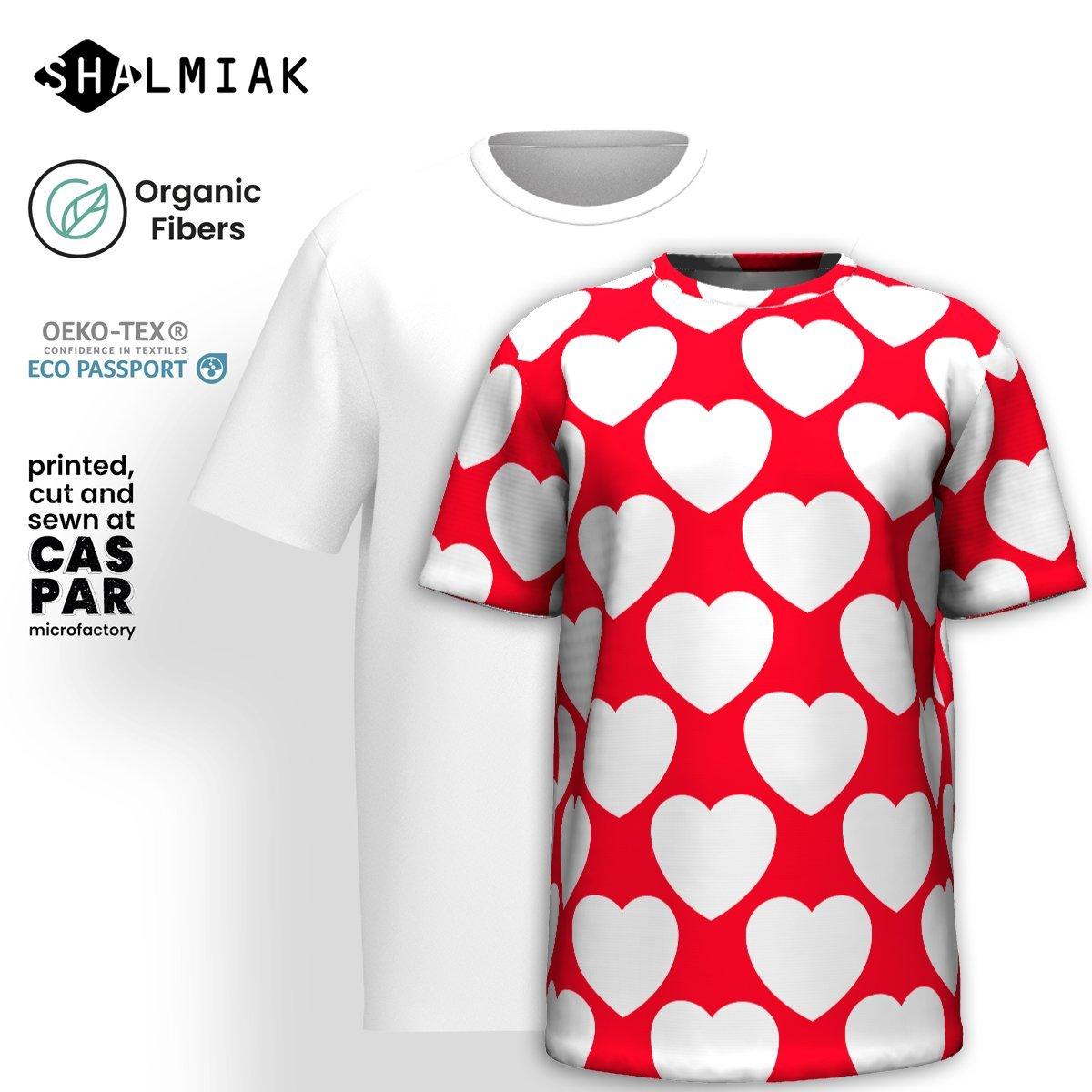 Organic cotton t-shirt - ELLIE LOVE red white - Bold heart print