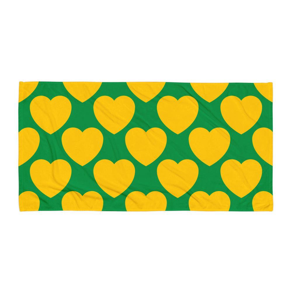 Towel - ELLIE LOVE yellow green - Bold heart print