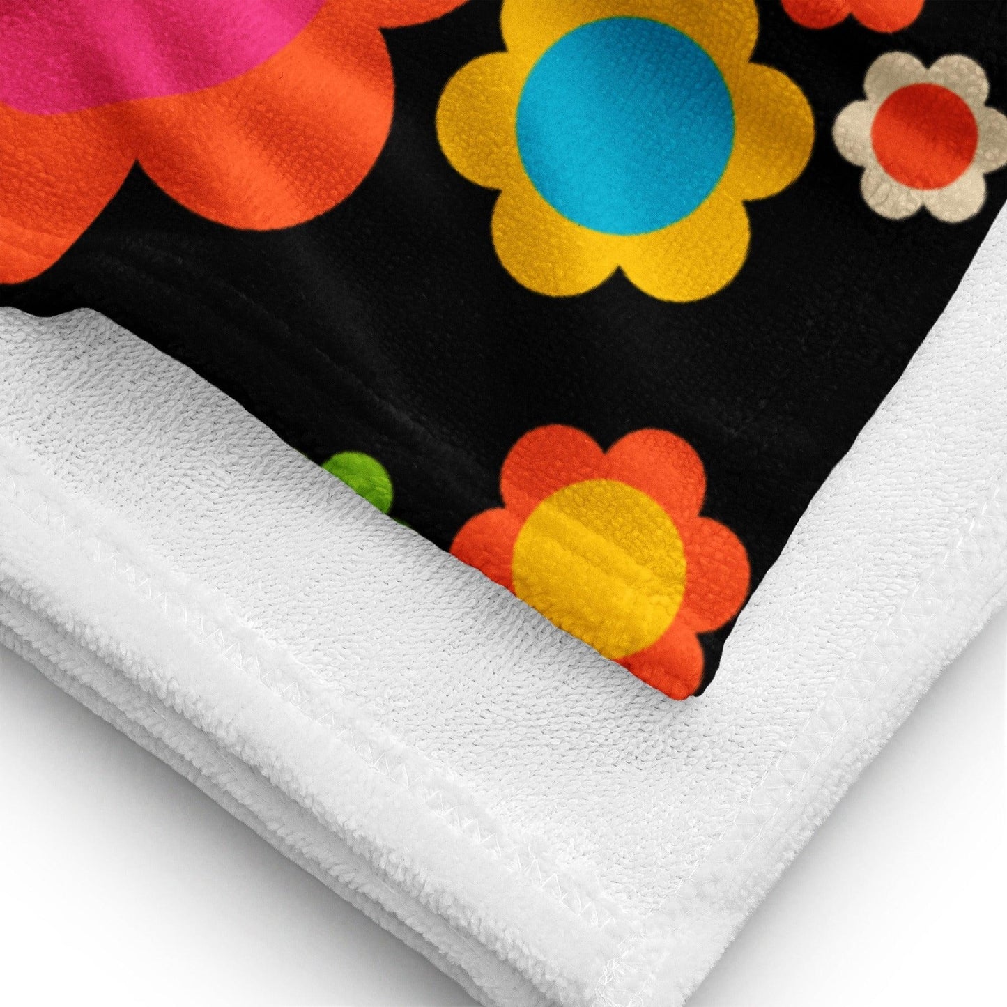Towel - ELLIE mix black - Colorful flower mix print