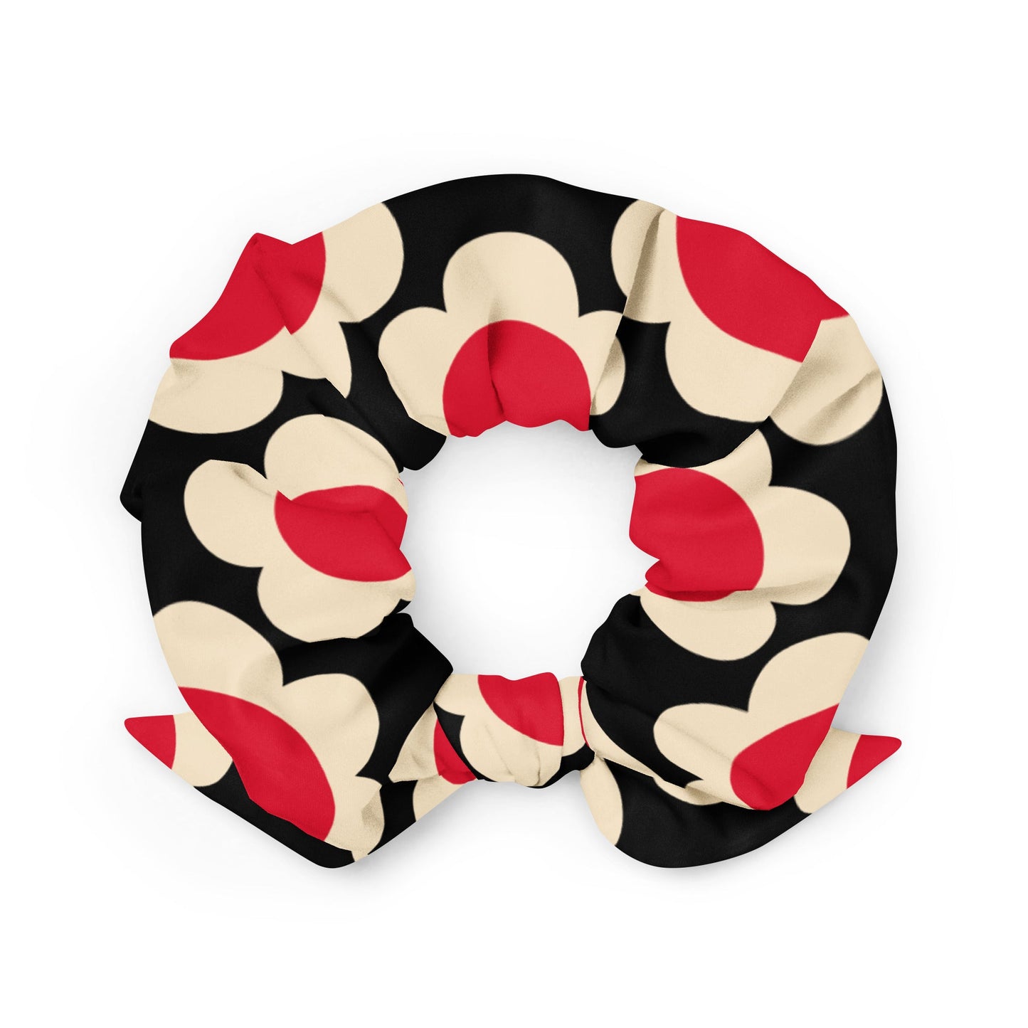 Scrunchie - ELLIE red black - Classic floral print