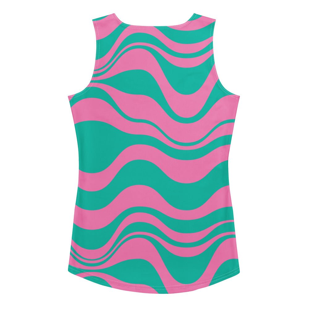 Tank Top - ENERGY WAVES pink mint - Bold Wavy Stripes