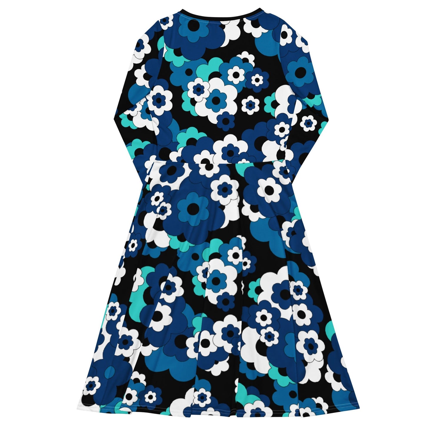 Midi dress - ERICA blue - Retro floral print