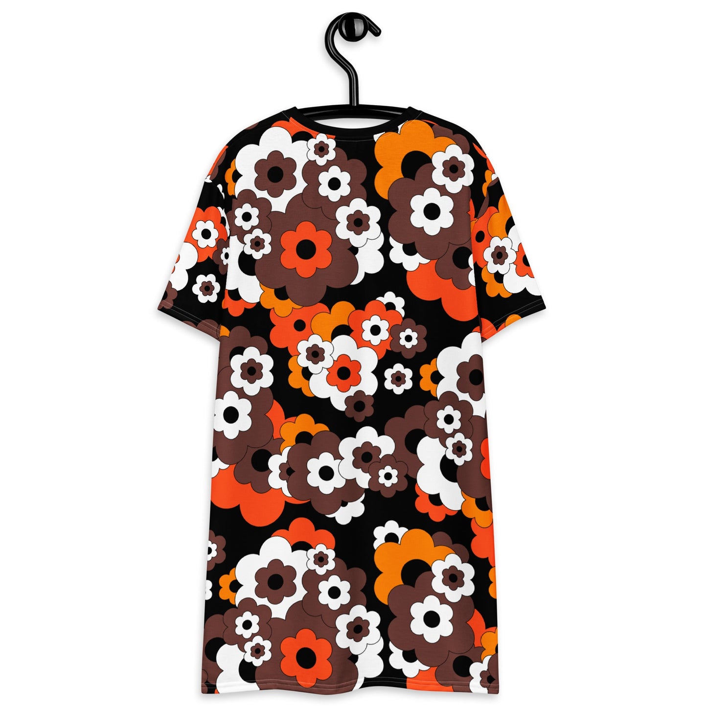 T-shirt dress - ERICA orange brown - Retro floral print