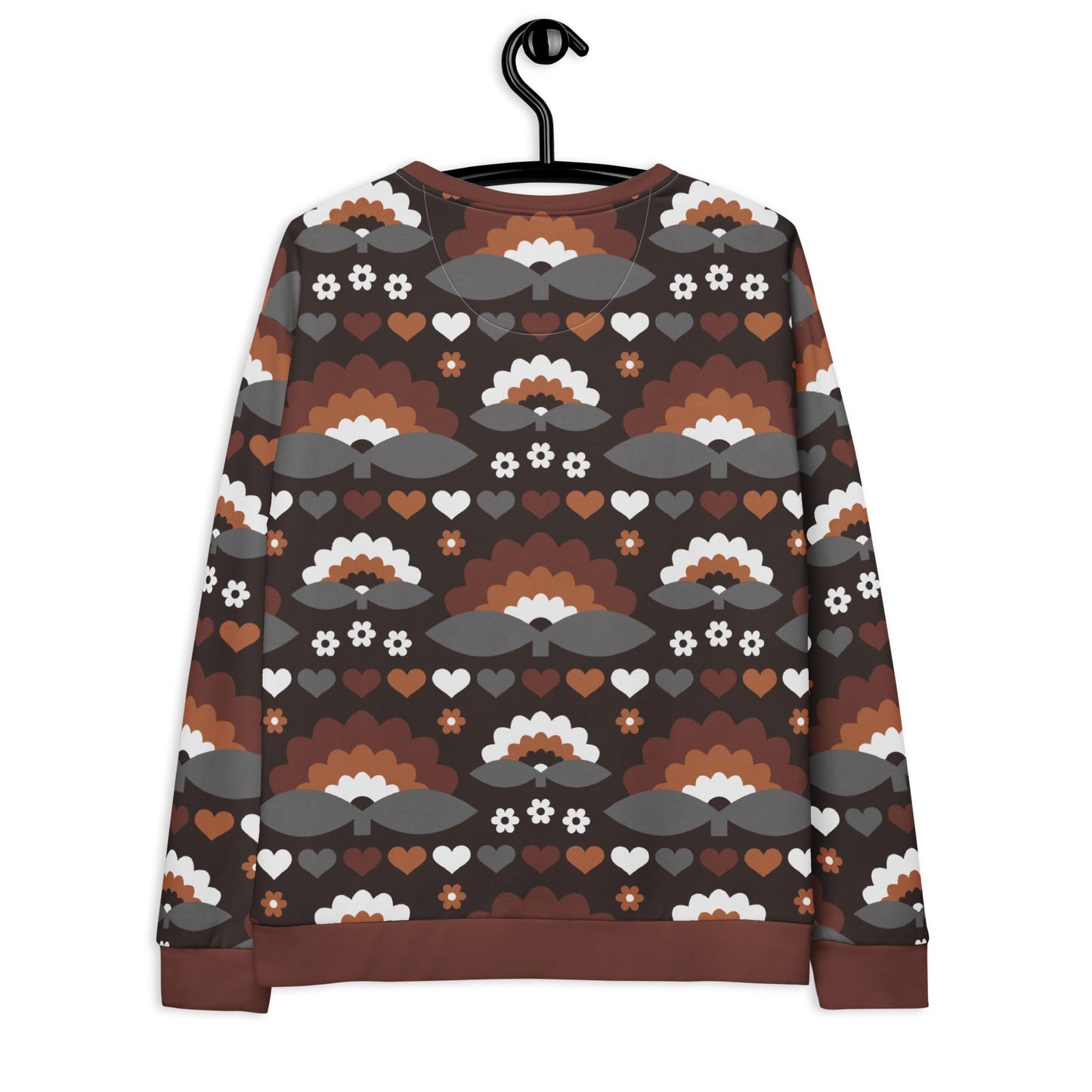 Sweatshirt - FALL IN LOVE mocca - Elegant flower and heart print