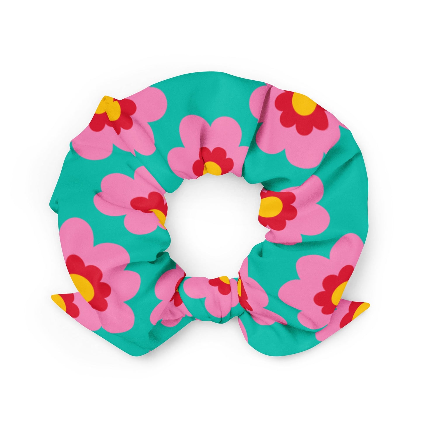 Scrunchie - FANCY BLOOM pink mint - Pretty floral print