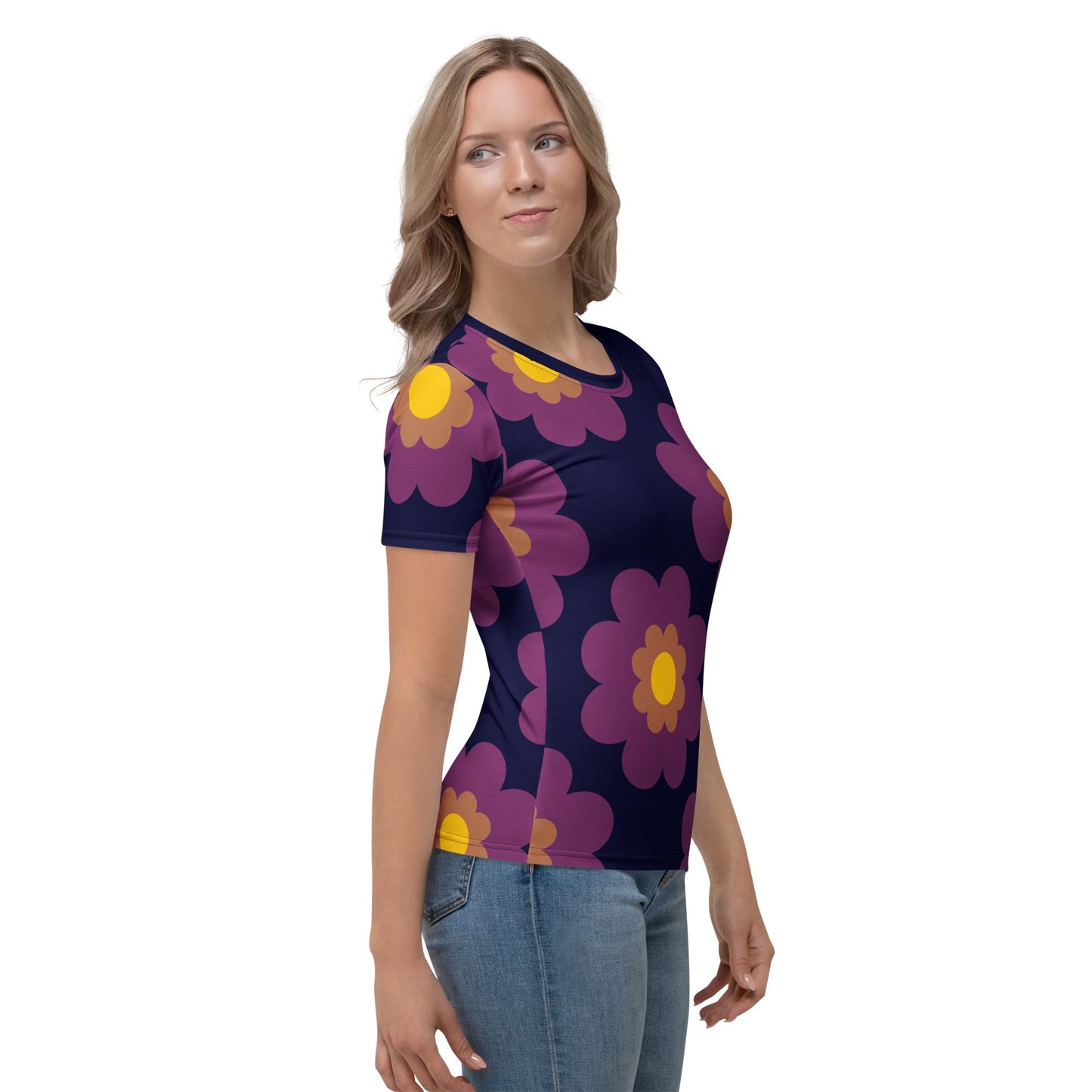 Woman's t-shirt - FANCY BLOOM plum - Pretty floral print