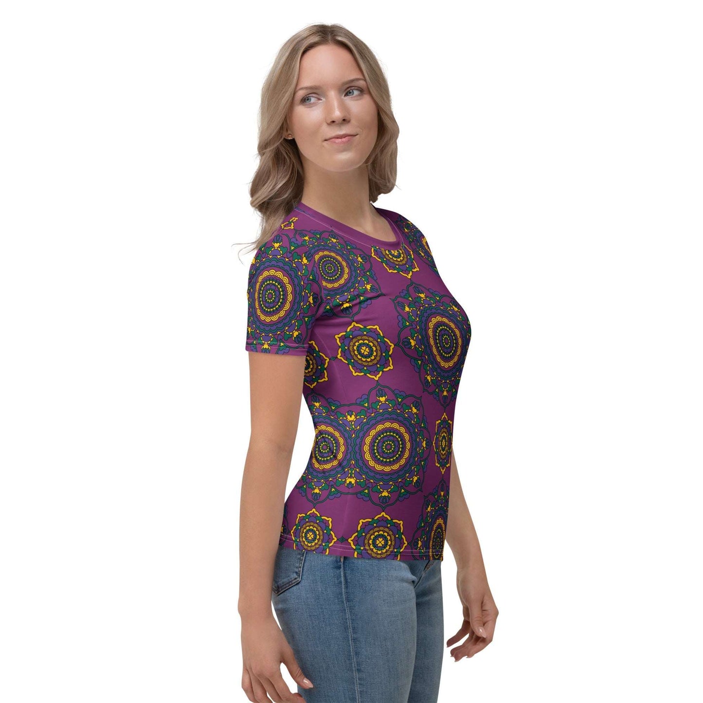 Woman's t-shirt - FOREVERMORE plum - Romantic flower and heart print
