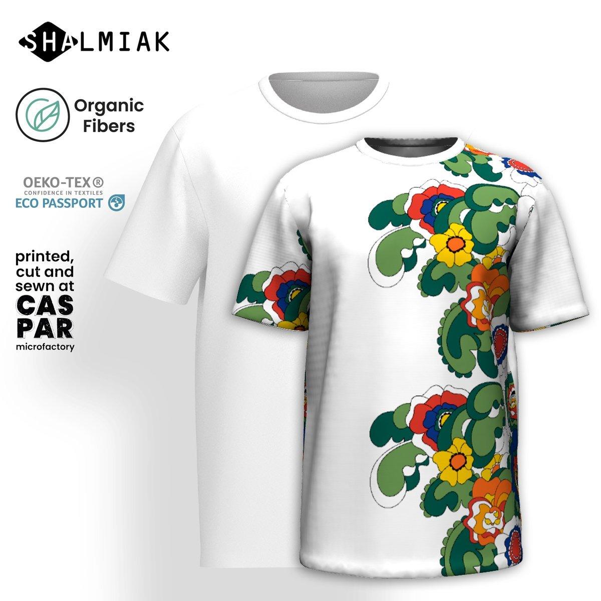 Organic cotton t-shirt - GROOVY KURBITS white - Folk floral print