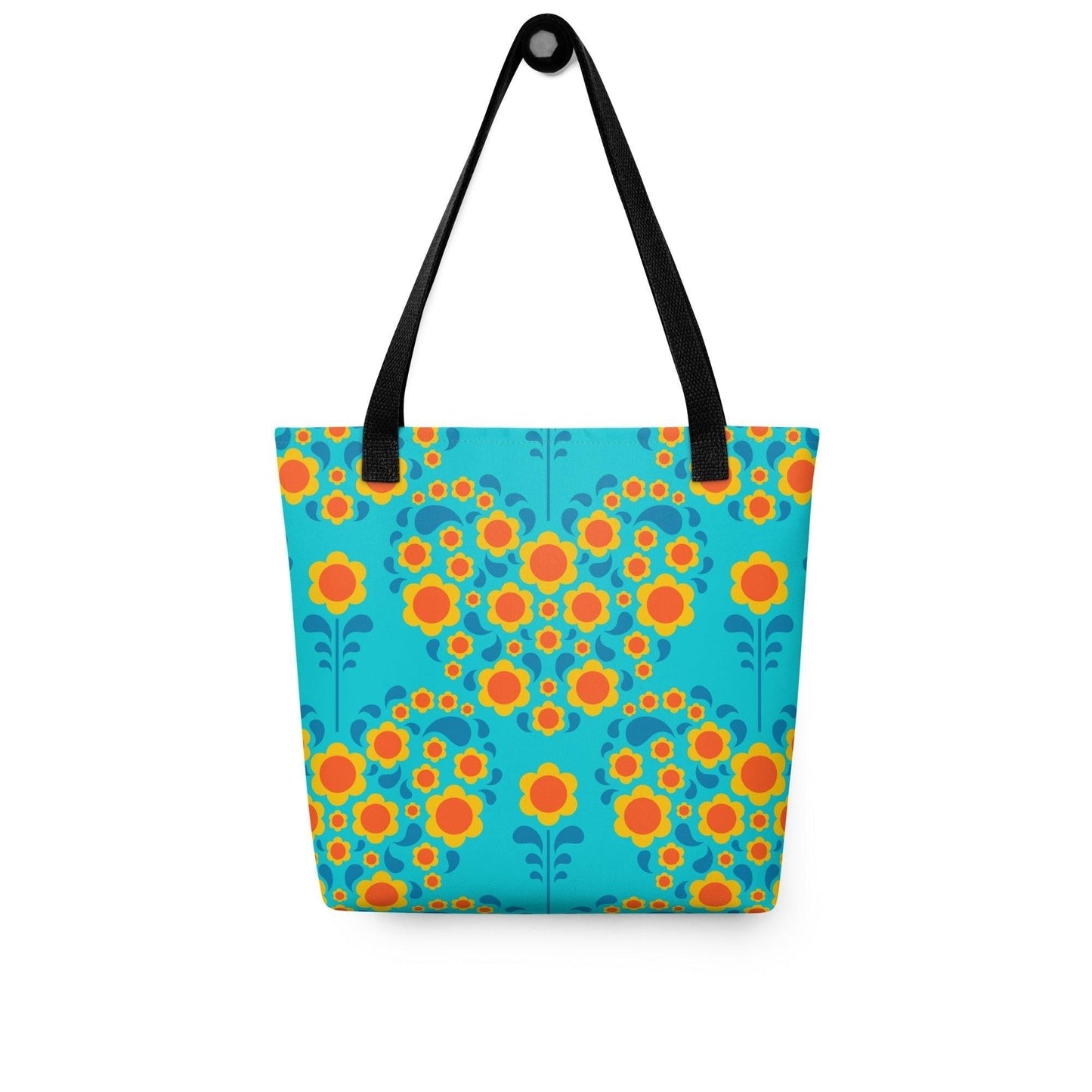 Tote bag - HEARTBEAT orange blue - Flower hearts print Default Title