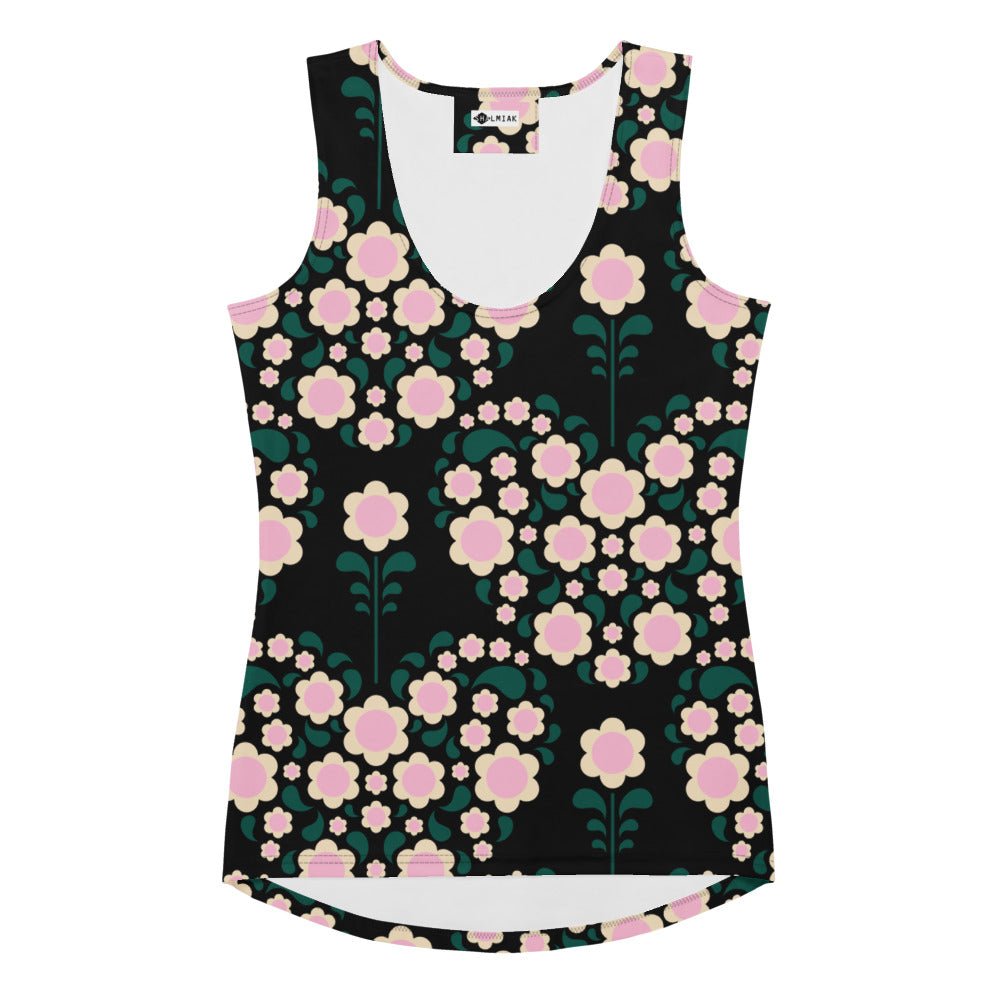 Tank top - HEARTBEAT pink black - Flower hearts print