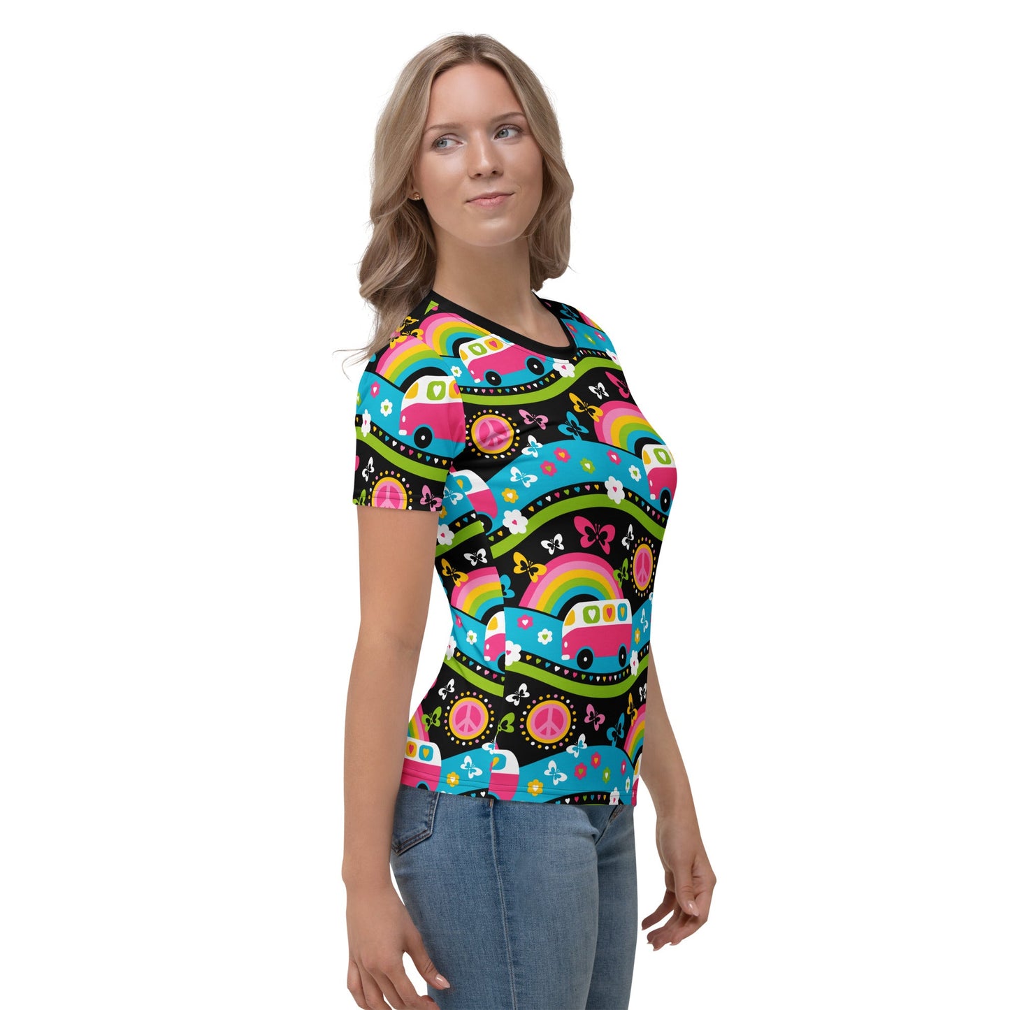 Woman's t-shirt - HIPPIE DAY sweet - Colorful hippie print