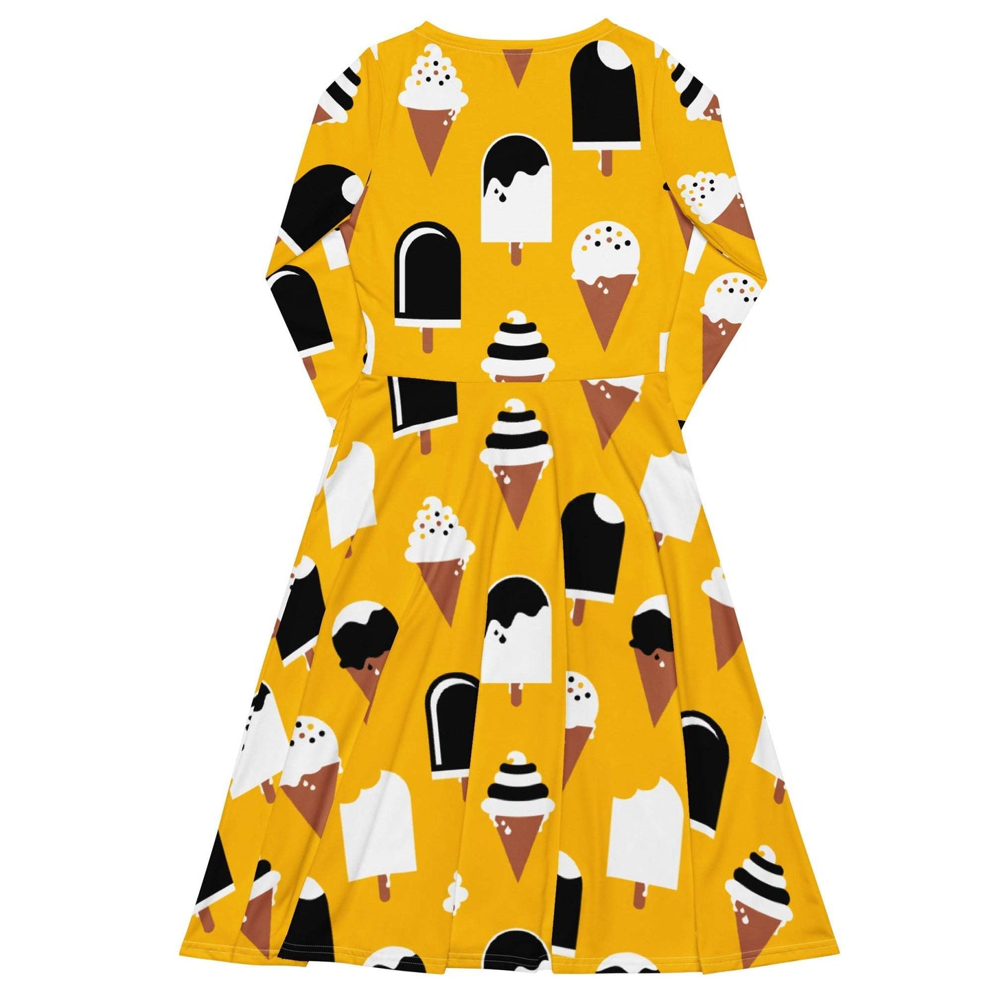 Midi dress - JÄDE yellow - Happy ice cream print
