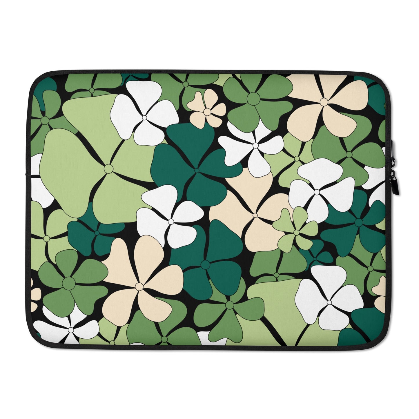 Laptop sleeve - ADELIE green - Wild floral print 15″