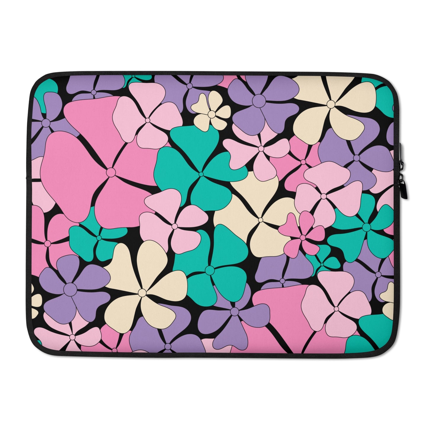 Laptop sleeve - ADELIE pink mint - Wild floral print 15″