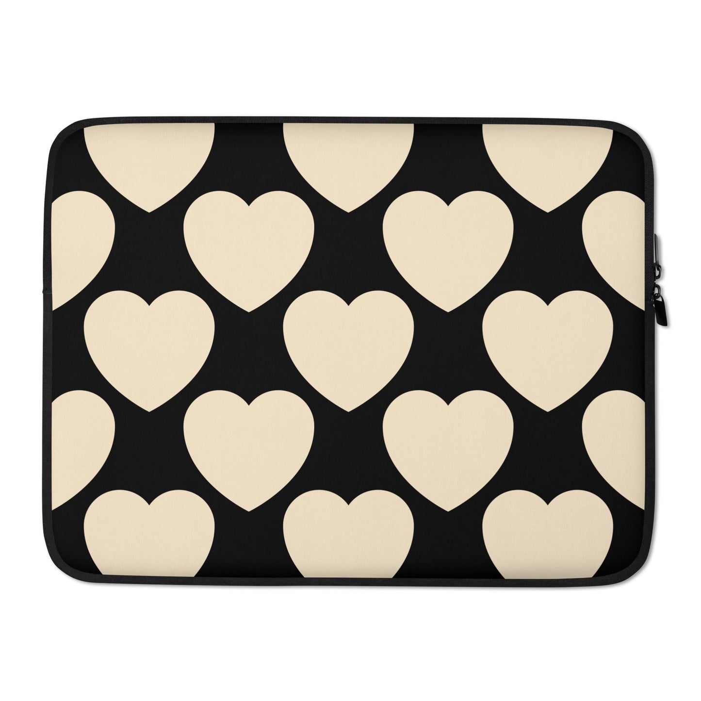 Laptop sleeve - ELLIE LOVE black - Bold heart print 15″