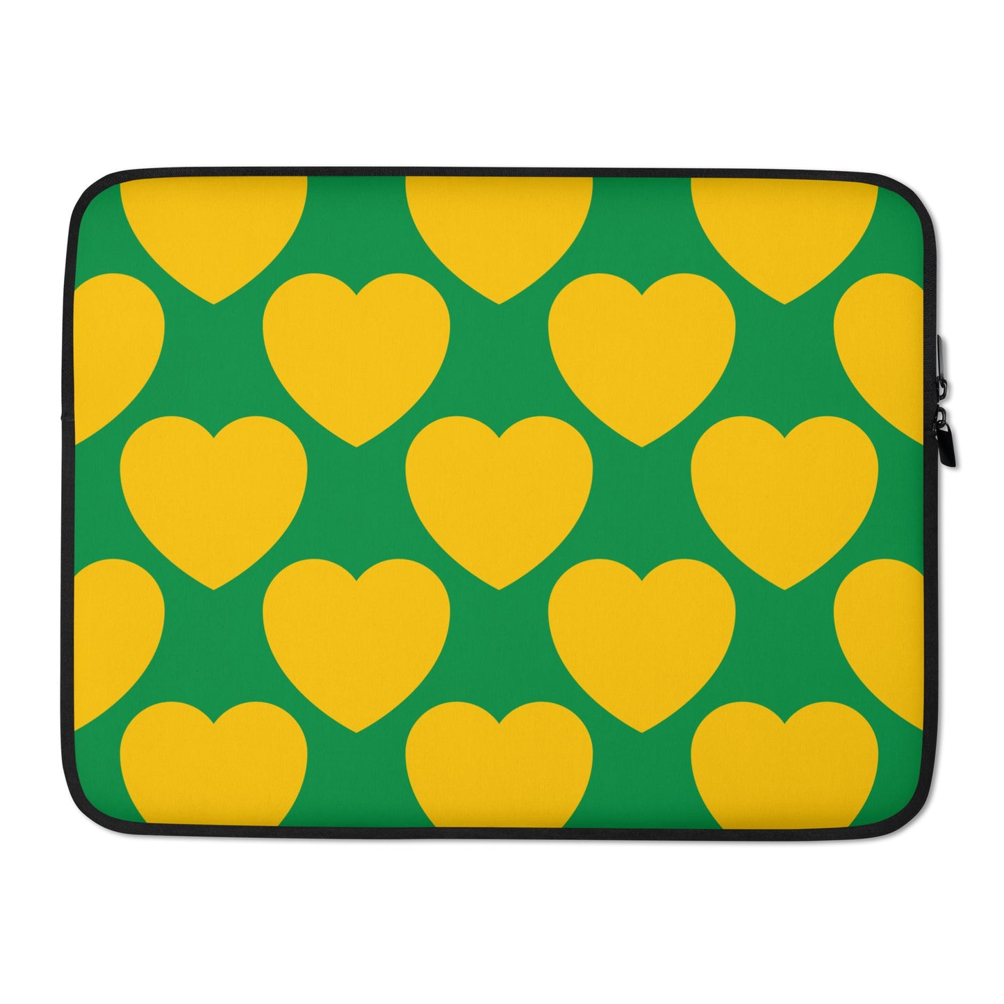 Laptop sleeve - ELLIE LOVE green - Bold heart print 15″