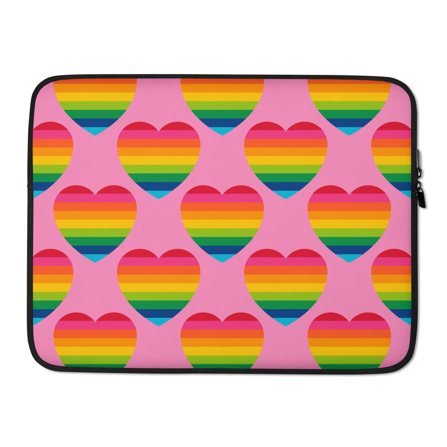 Laptop sleeve - ELLIE LOVE rainbow pink - Bold heart print 15″