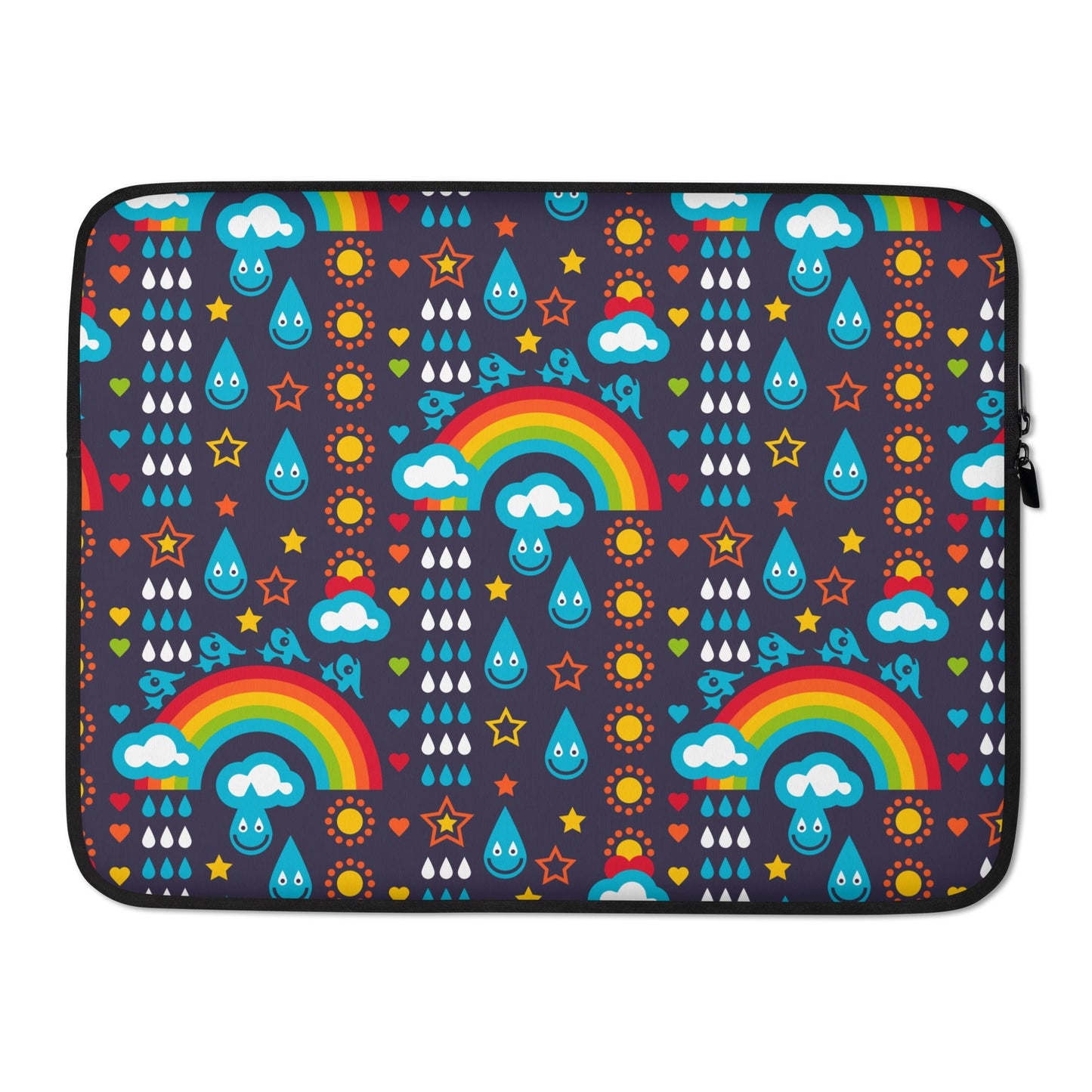 Laptop sleeve - RAINBOWPHANT blue - Rainbows and elephants print 15″