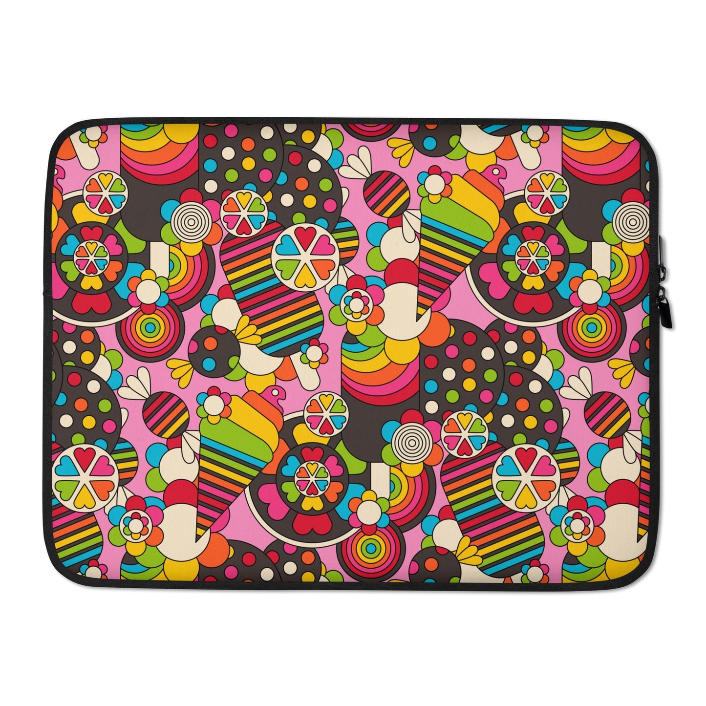 Laptop sleeve - SWEET FREAK pink - Playful sweet treats print 15″