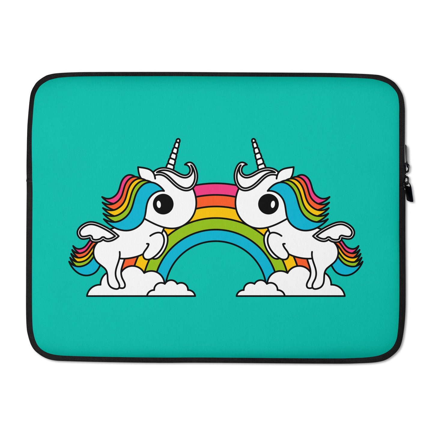 Laptop sleeve - UNIQUE mint - Unicorns and rainbows print 15″