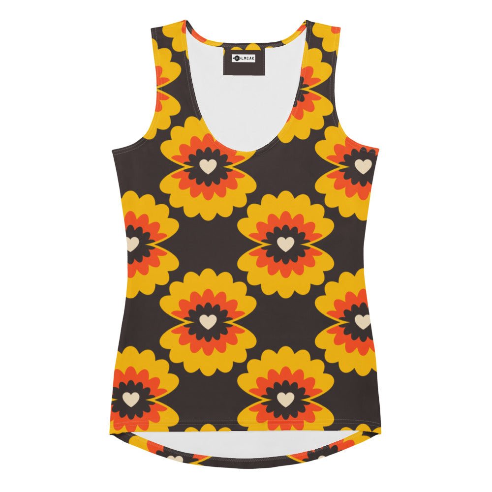 Tank top - LOVE PEARL orange brown - Pearls and hearts print