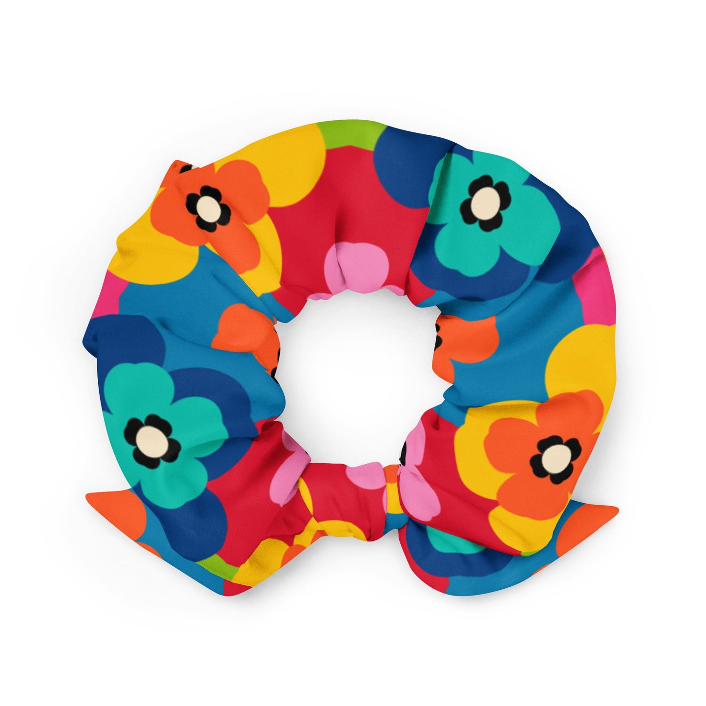 Scrunchie - PANSY FAB - Colorful pansy flower print