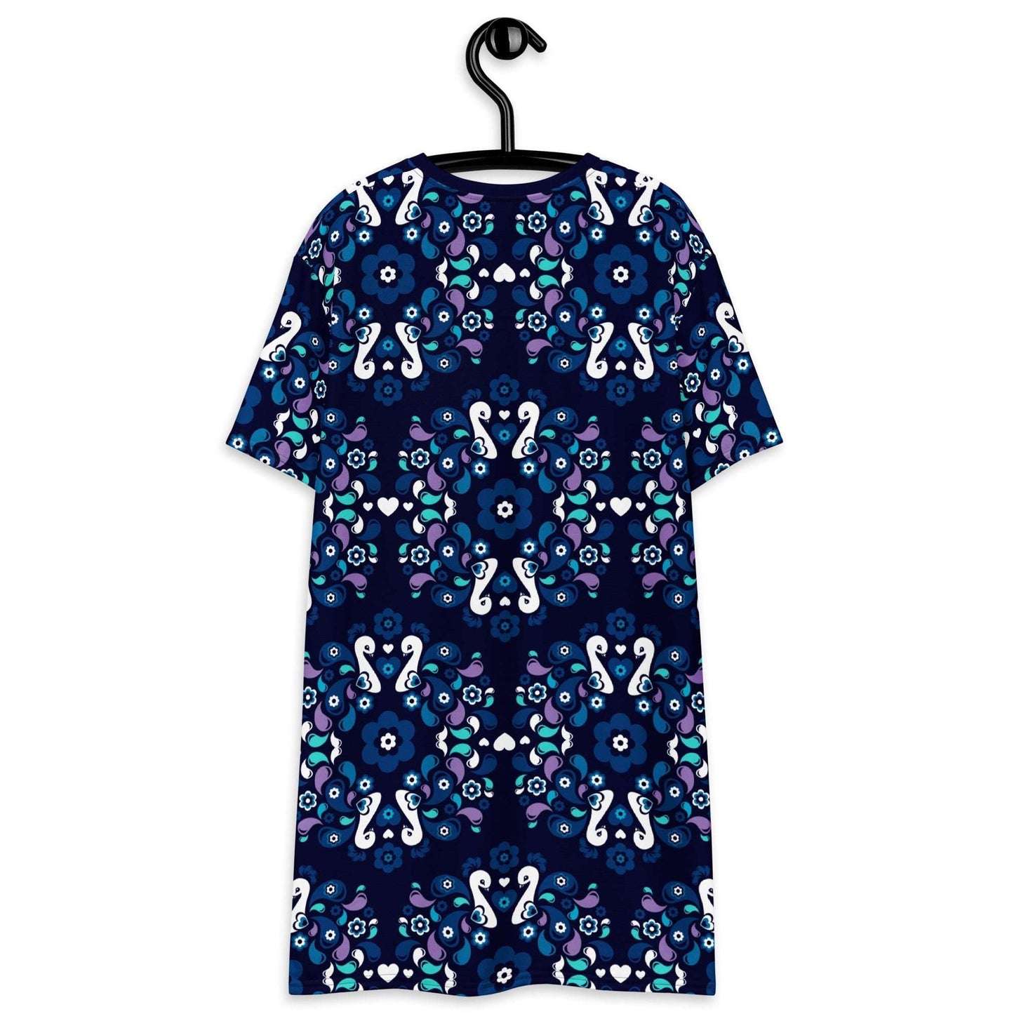 T-shirt dress - PEACOCK LOVE mystic blue - Glorious peacock print