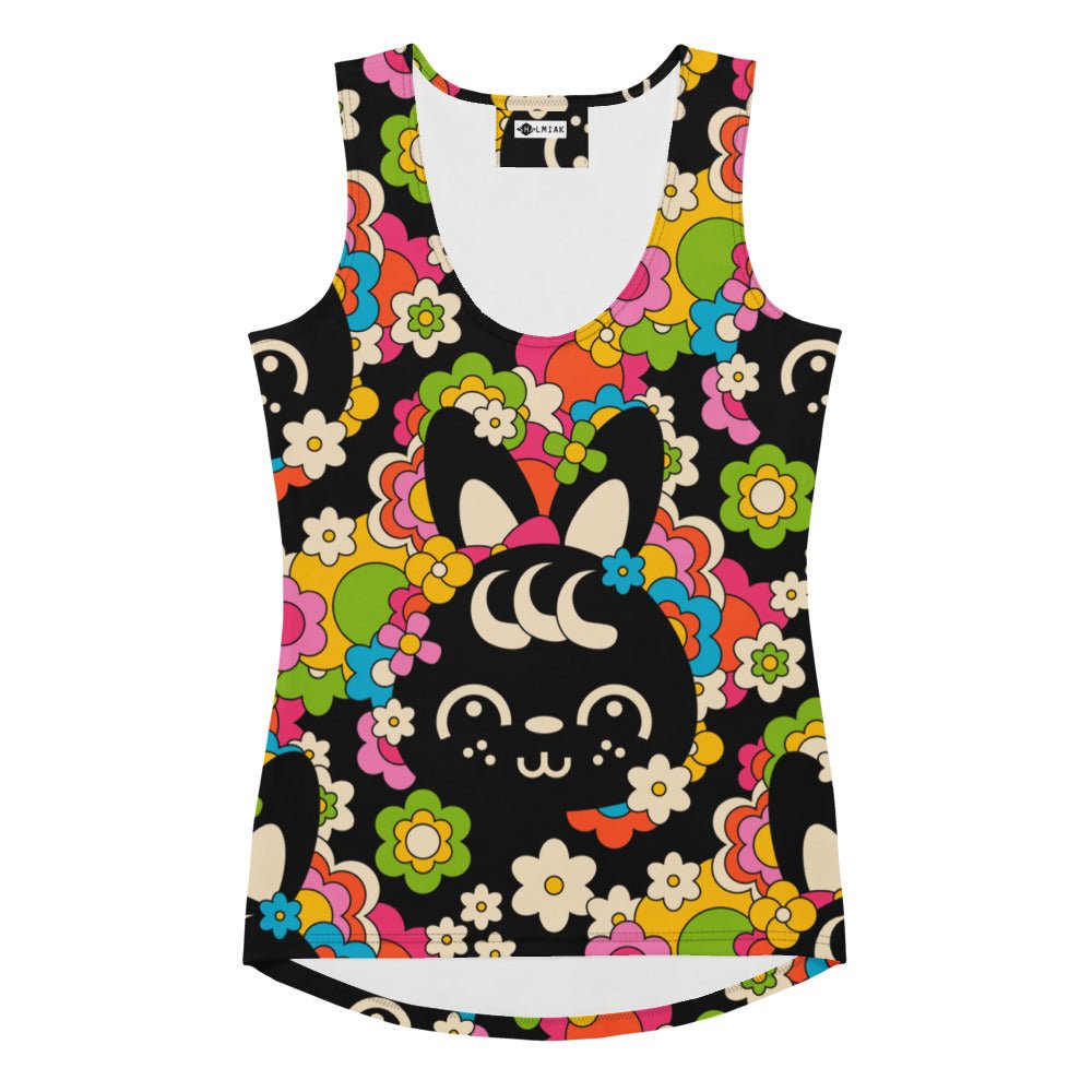 Tank top - POPBUNNY black - Playful bunnies and flowers print