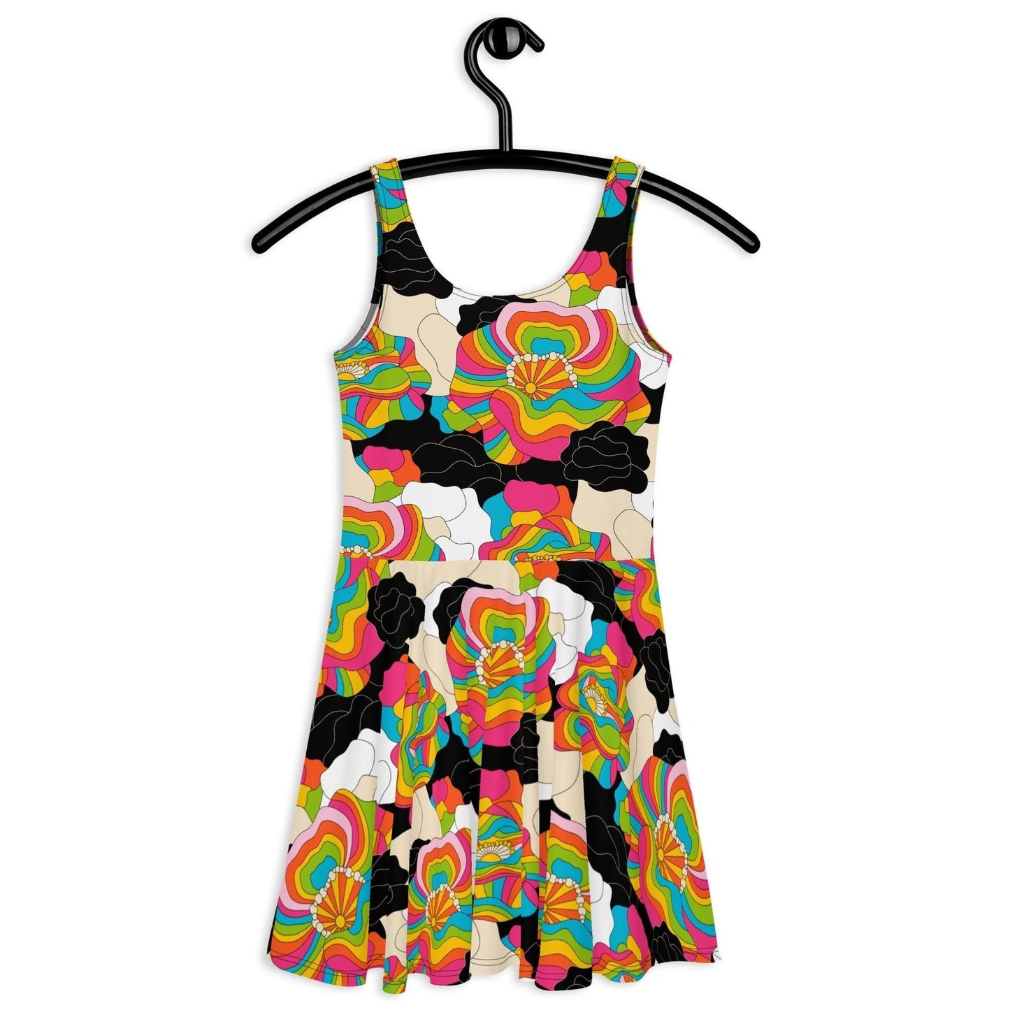Skater dress - RAINBOW POPPY - Bold rainbow poppies print