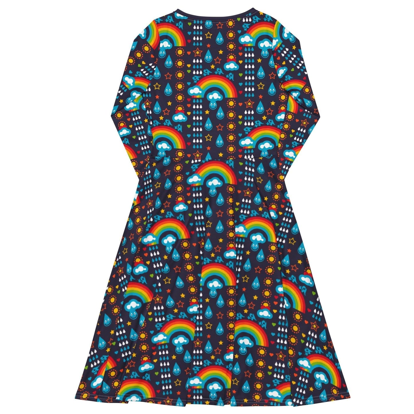 Midi dress - RAINBOWPHANT blue - Rainbows and elephants print