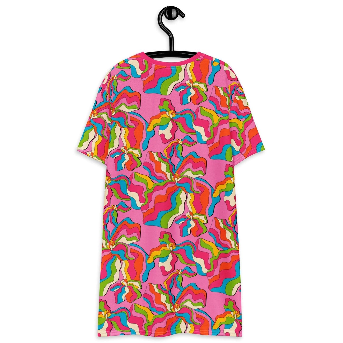 T-shirt dress - SASSY IRIS pink - Bold iris flower print
