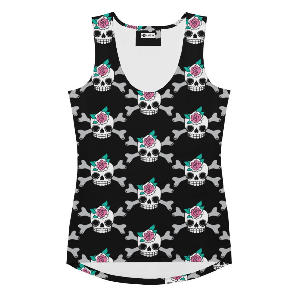 Tank top - SKULLROSE black - Skulls and roses print