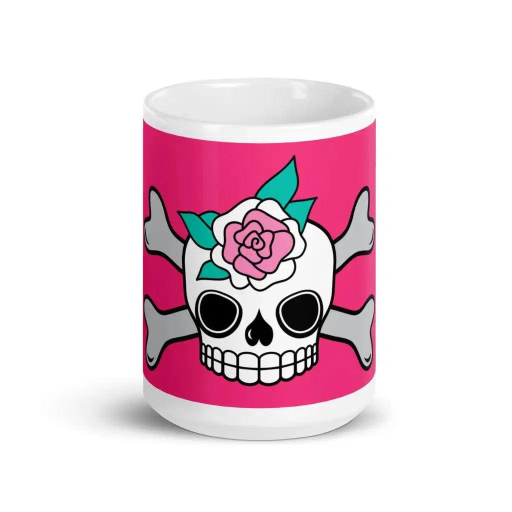 Mug - SKULLROSE pink - Skulls and roses print