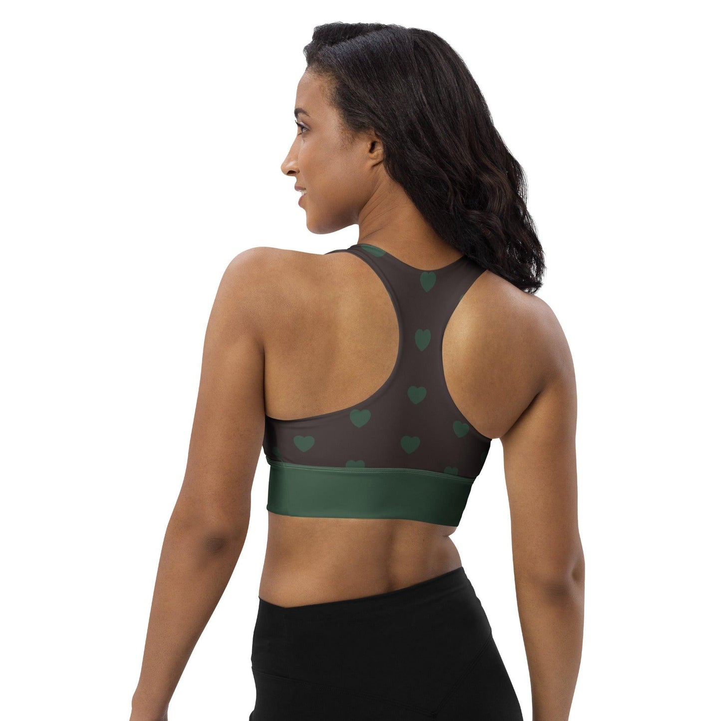 Sports bra - SMALL HEARTS forest - Small hearts print